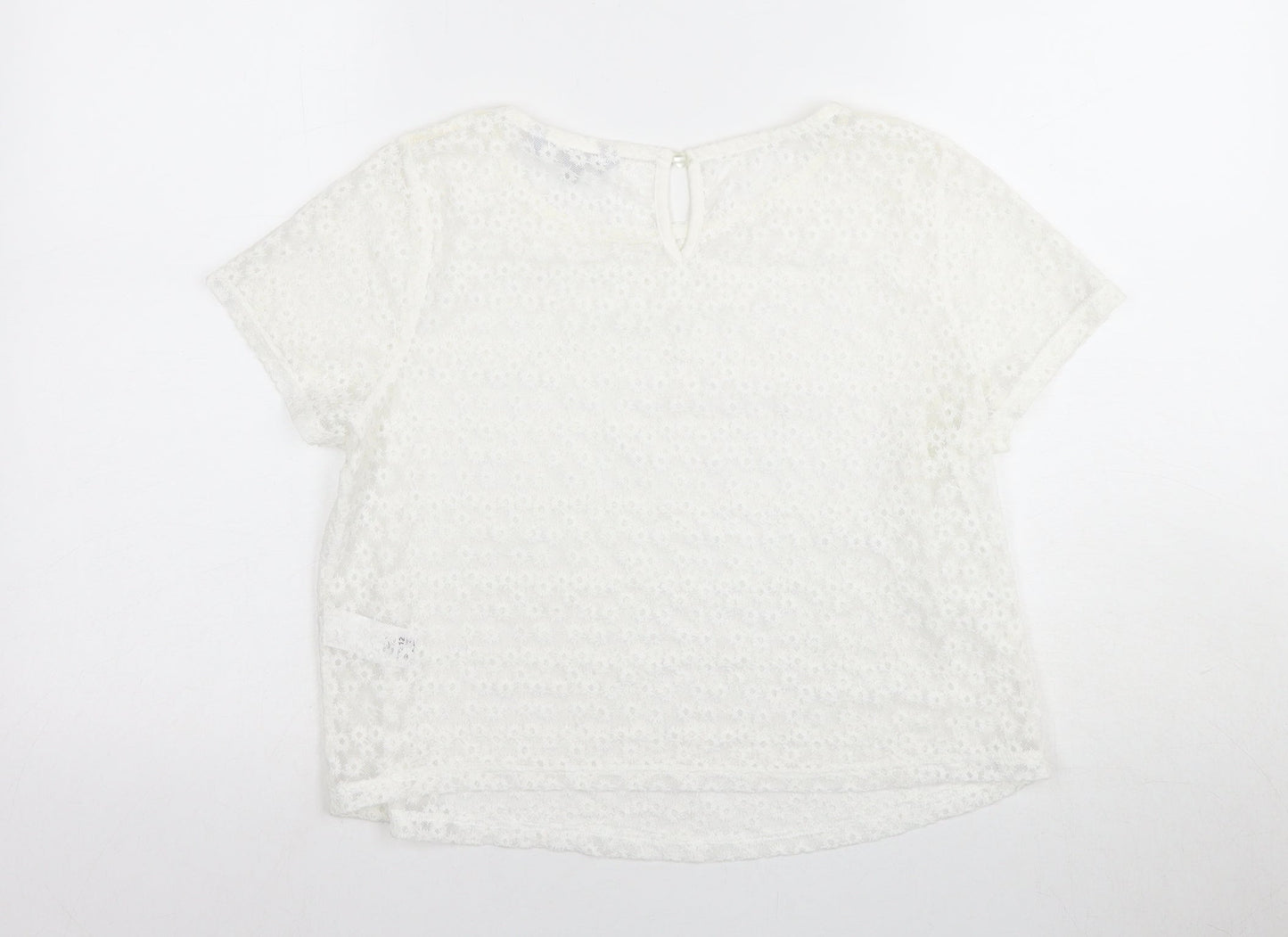 Red Herring Women's White Floral Lace Blouse Size 12