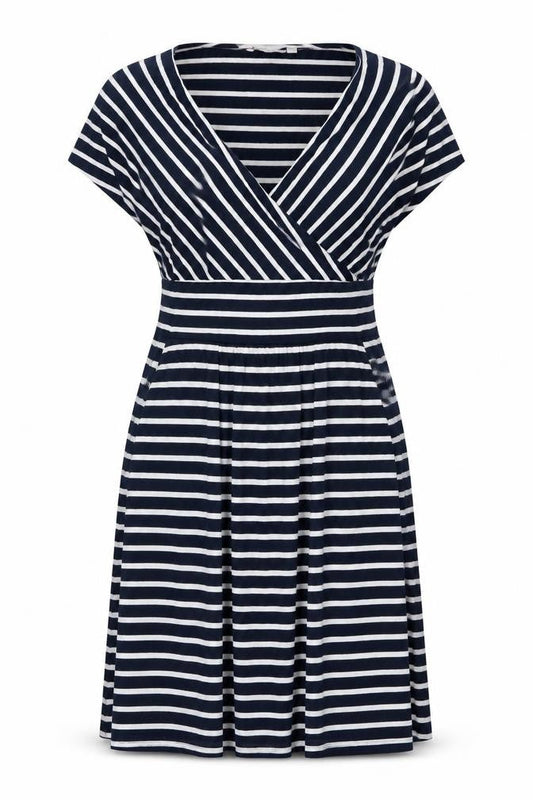Lauren Women's Blue Striped A-Line Dress Size 10