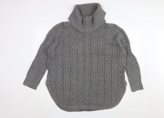 Aphorism Women's Grey Roll Neck Cable-Knit Pullover Jumper M