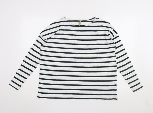 Soyaconcept Women's Black Striped Boat Neck T-Shirt S