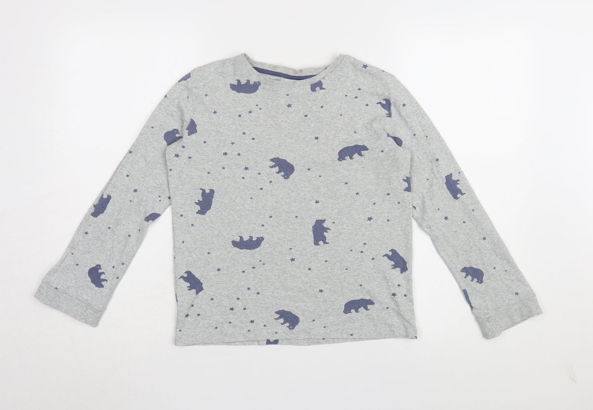 The Little White Company Boys Grey Animal Print Long Sleeve T-Shirt