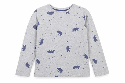 The Little White Company Boys Grey Animal Print Long Sleeve T-Shirt
