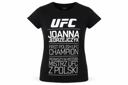 Front view of UFC Women's Black T-Shirt S, Sports Casual Top