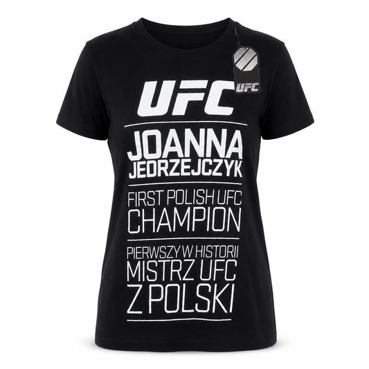 Front view of UFC Women's Black Sports T-Shirt, S