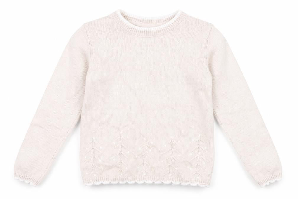 The Little White Company Girls Beige Pullover Jumper Size 5-6