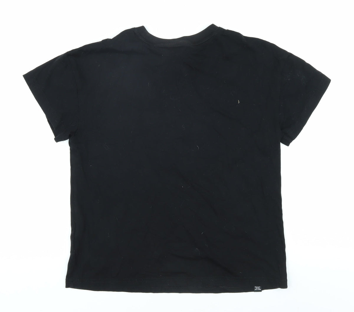 Back view of Puma boys’ black t-shirt, crew neck, logo, size 13-14, years