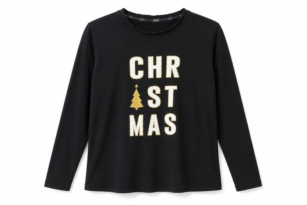 Threadbare Women's Black Christmas T-Shirt, Size 14, Cotton