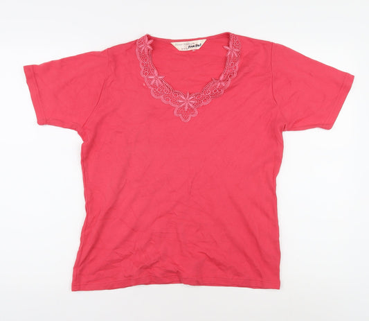 Honor Millburn Women's Pink Embroidered T-Shirt