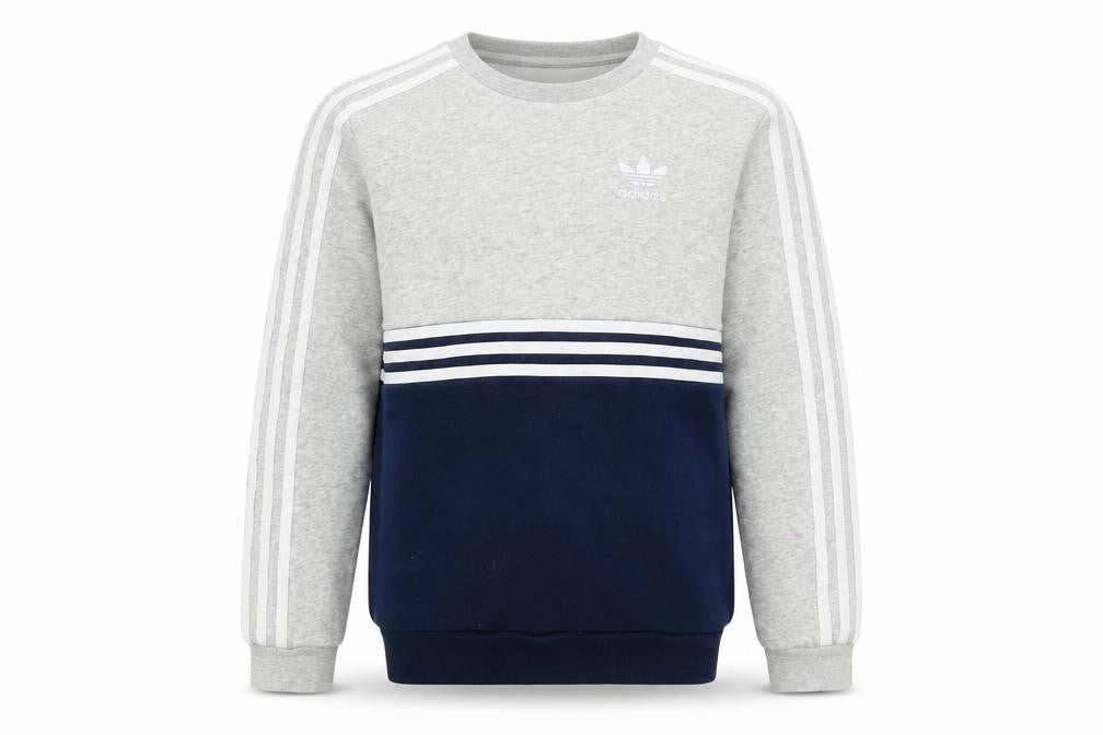 Adidas Boys Grey Blue Sweatshirt 12Y Logo Pullover