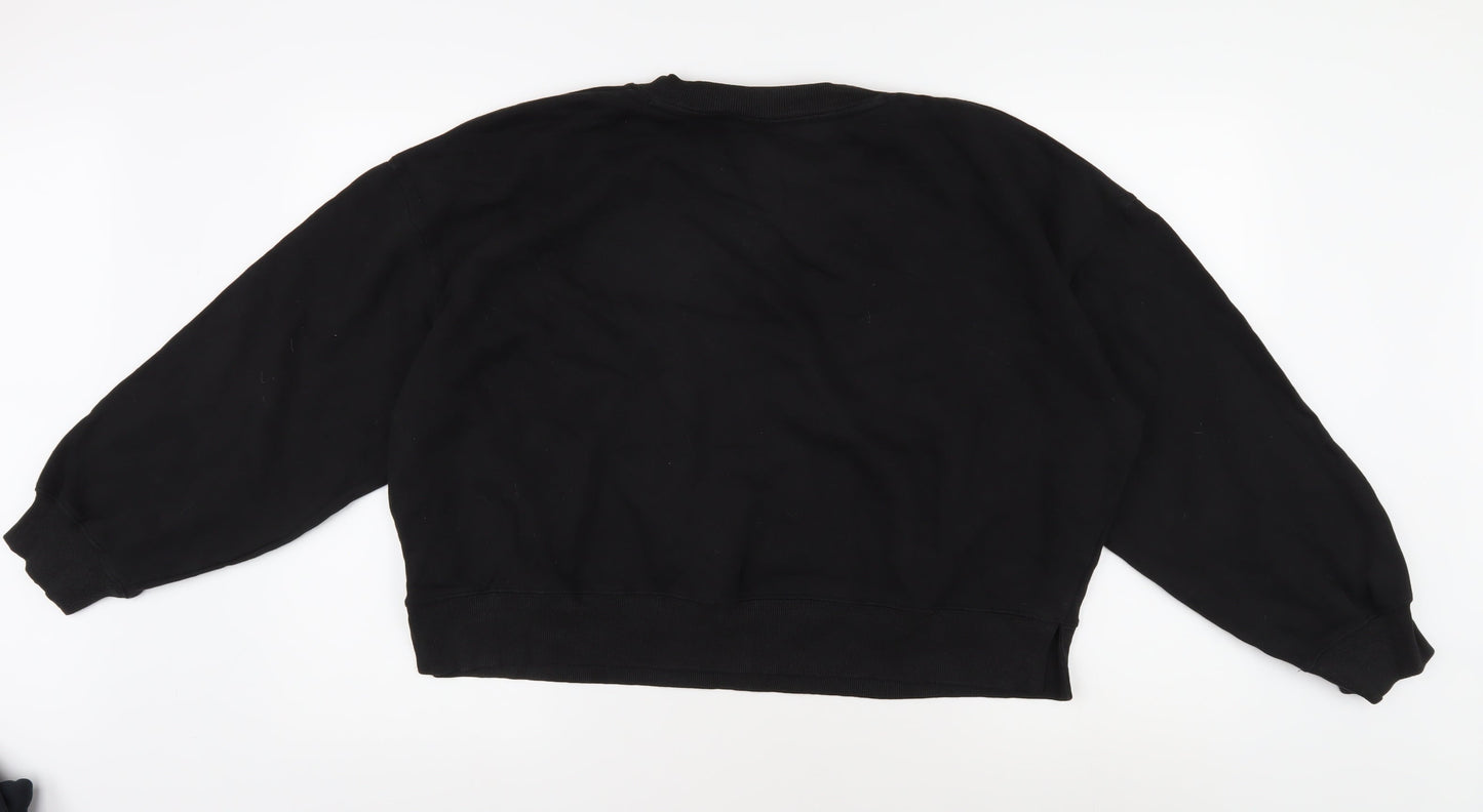 Hush Women's Black Cotton Pullover Sweatshirt - Medium