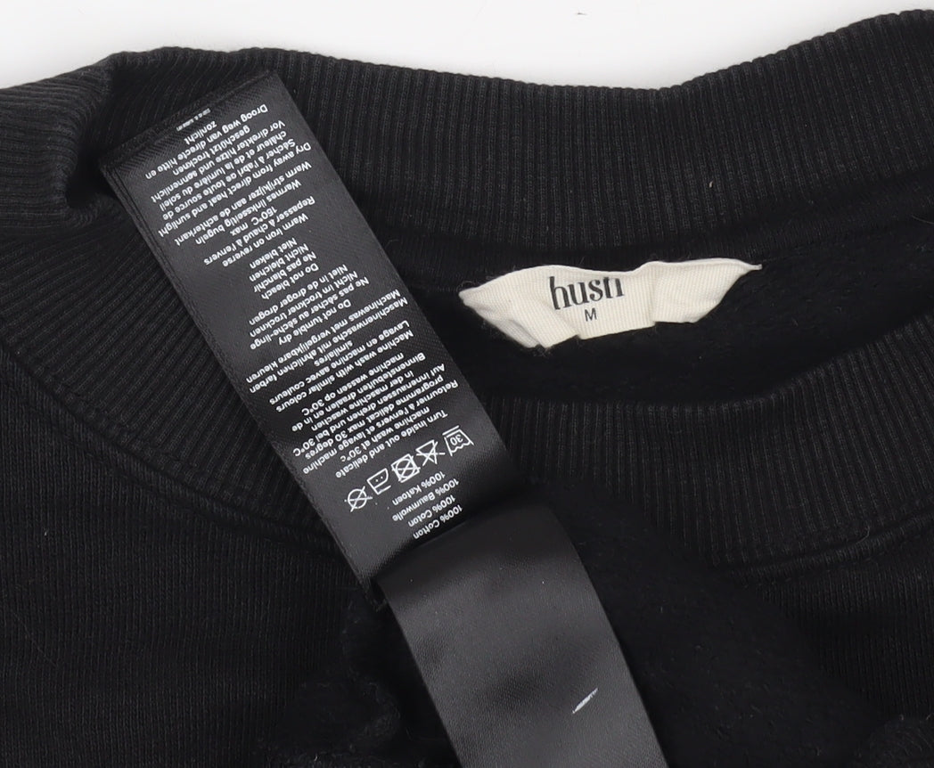 Hush Women's Black Cotton Pullover Sweatshirt - Medium