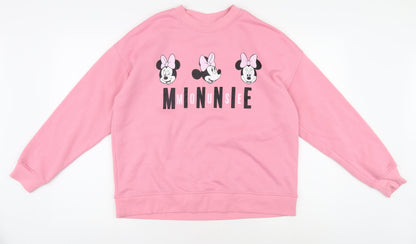 Preloved Disney Women's Pink Minnie Mouse Sweatshirt Size 10/12 - Front