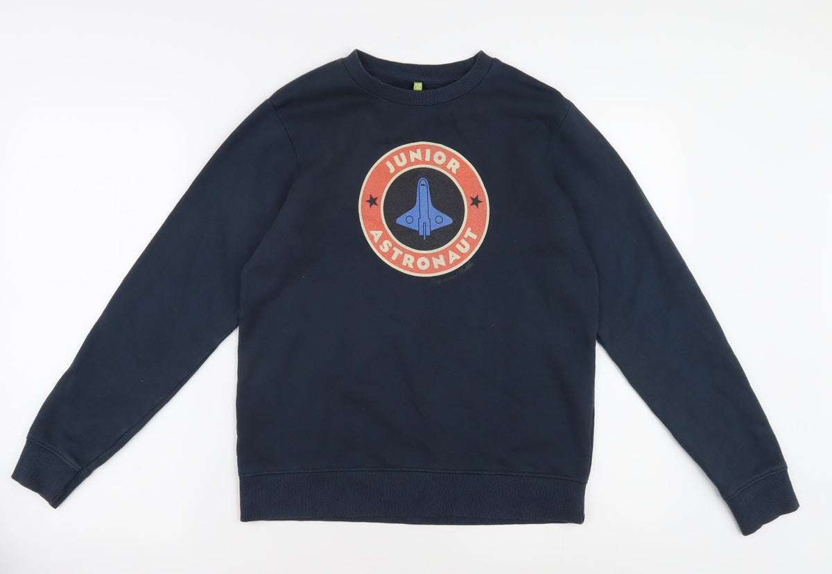 Additional front view of Teemill boys’ space blue sweatshirt 11-12 years pullover