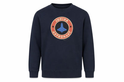 Front view of Teemill boys’ space blue sweatshirt 11-12 years pullover