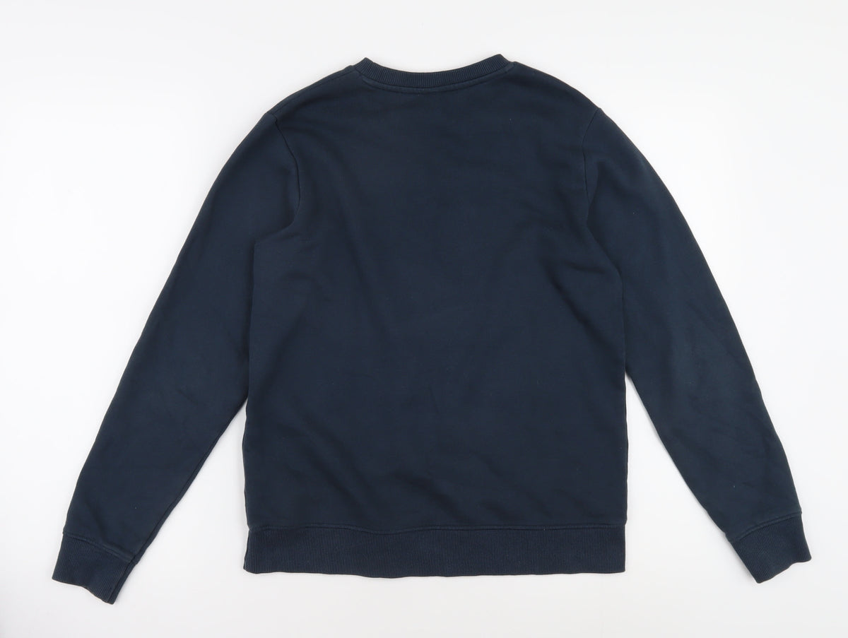 Back view of Teemill boys’ space blue sweatshirt 11-12 years pullover