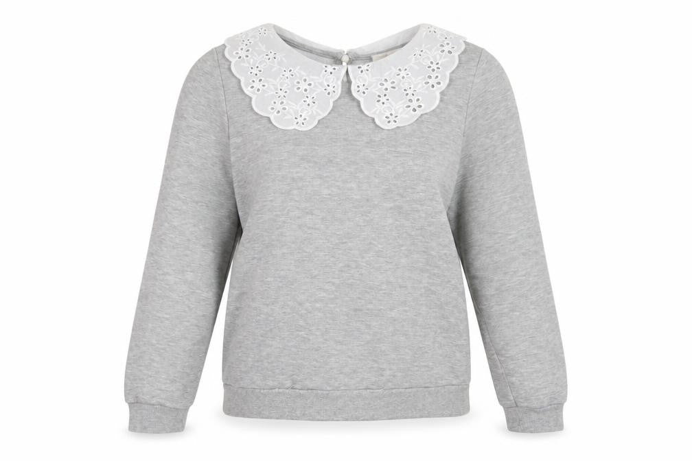 Feather & Bone London Grey Collared Pullover XS Women
