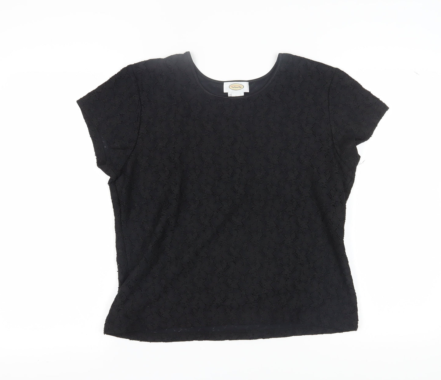 Talbots Women's Black Lace T-Shirt L, Casual, Short Sleeve