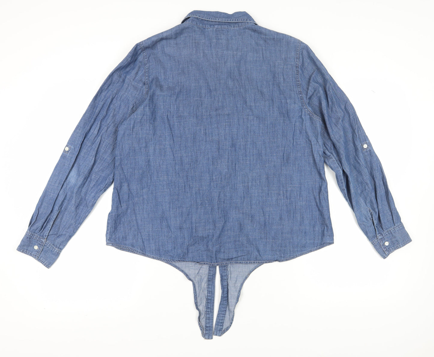 Style & Co Women's Blue Chambray Button-Up Shirt L