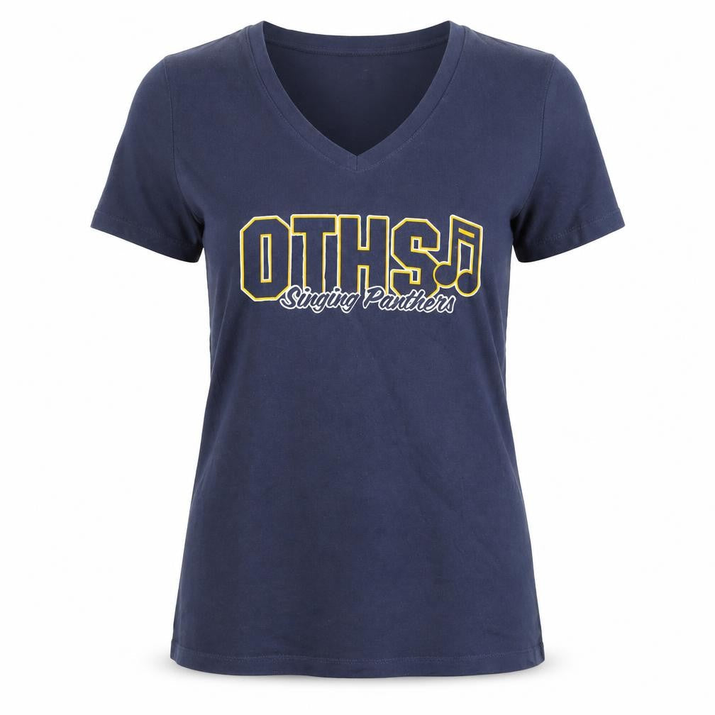 Bella Women's Blue V-Neck Music T-Shirt 2XL Casual