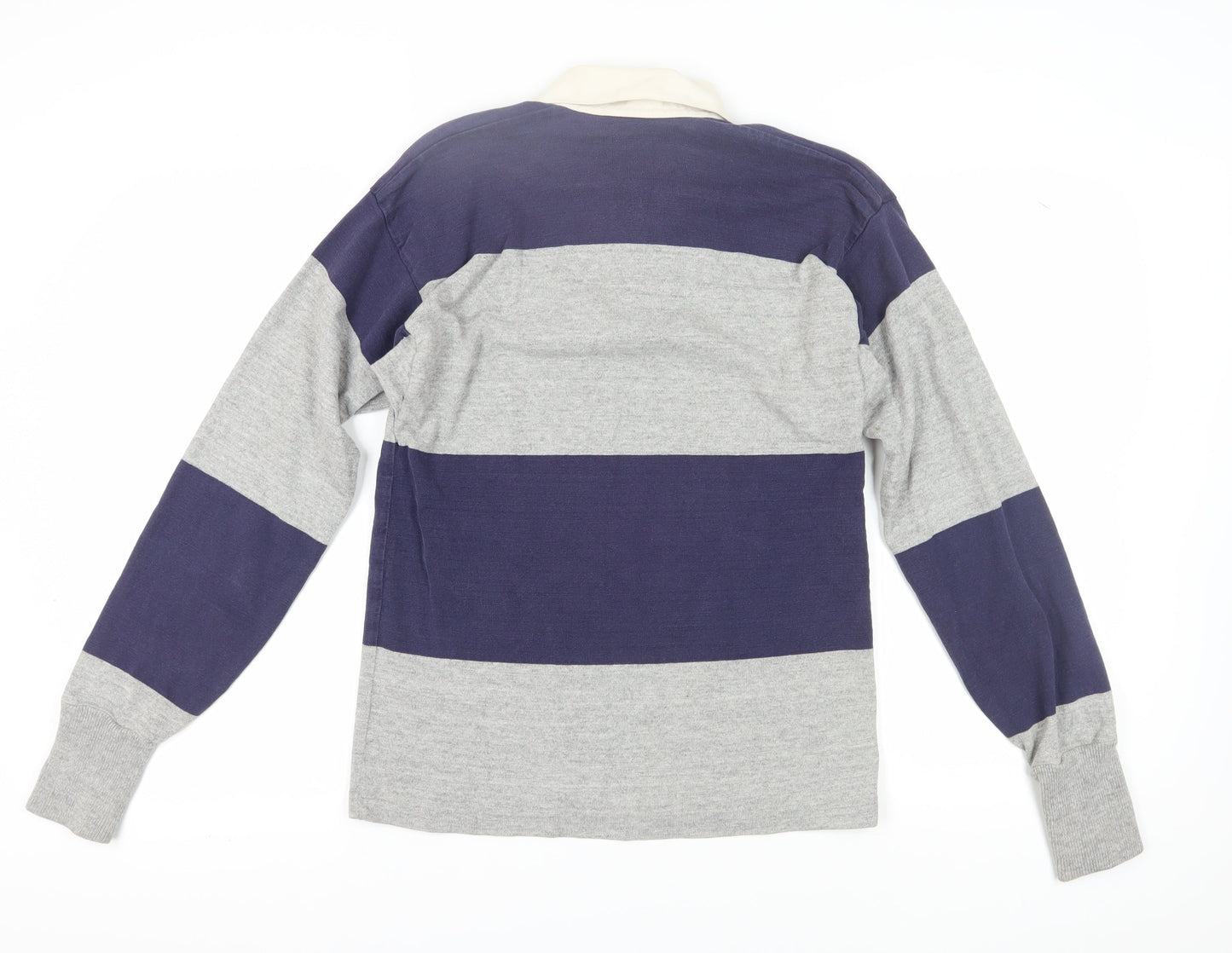 Lands' End Men's Blue Grey Striped Polo S