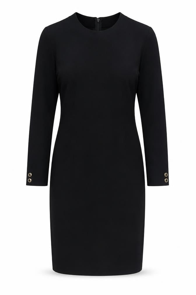 Gay Naffine Women's Black Wool Sheath Dress, Size 10