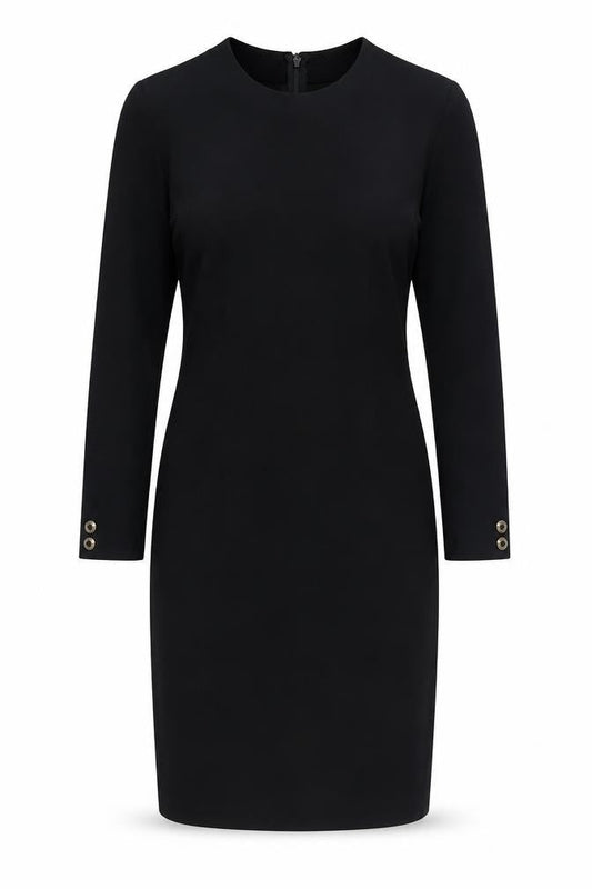 Gay Naffine Women's Black Wool Sheath Dress, Size 10