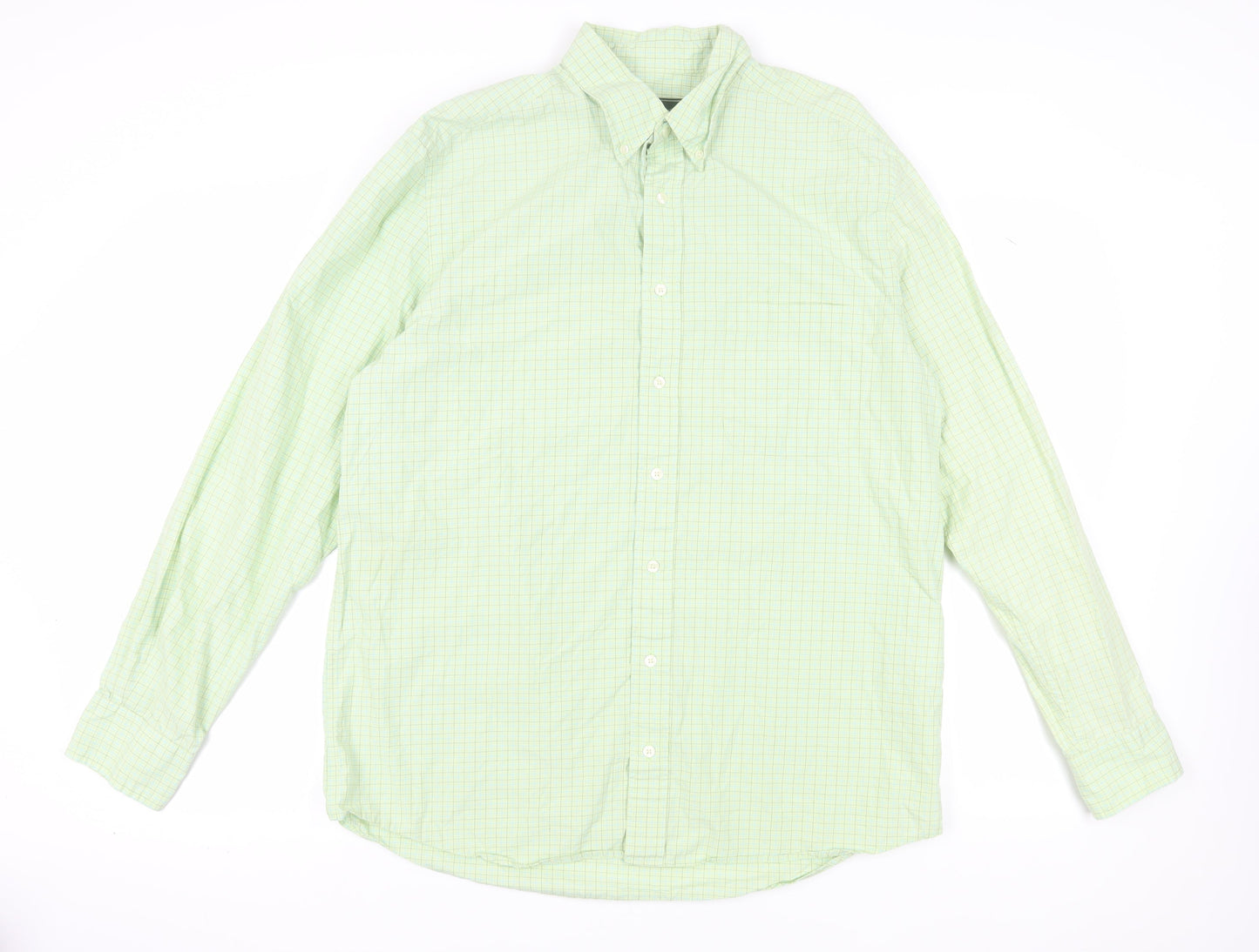 Eddie Bauer Men's Green Check Long Sleeve Shirt, Size L
