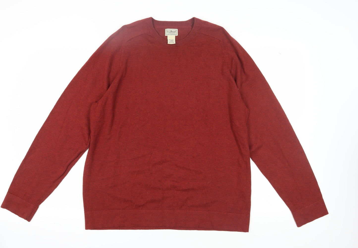 L.L. Bean Men's Red Pullover Jumper, Size L, Crew Neck