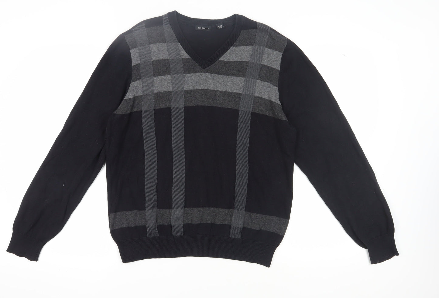 Van Heusen Men's Black V-Neck Cotton Pullover Jumper