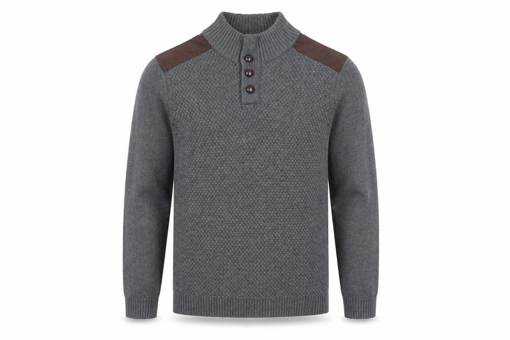 RW&CO Men's Grey Henley Jumper Large - Casual Comfort