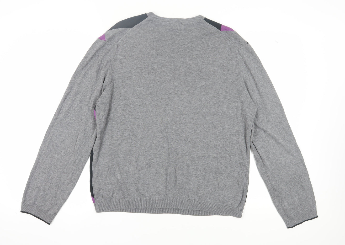 J. Ferrar Men's Grey Argyle Pullover Jumper, Size L