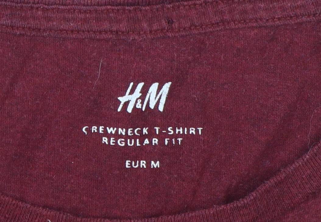 H&M Men's Red Graphic Print T-Shirt, M, Regular Fit