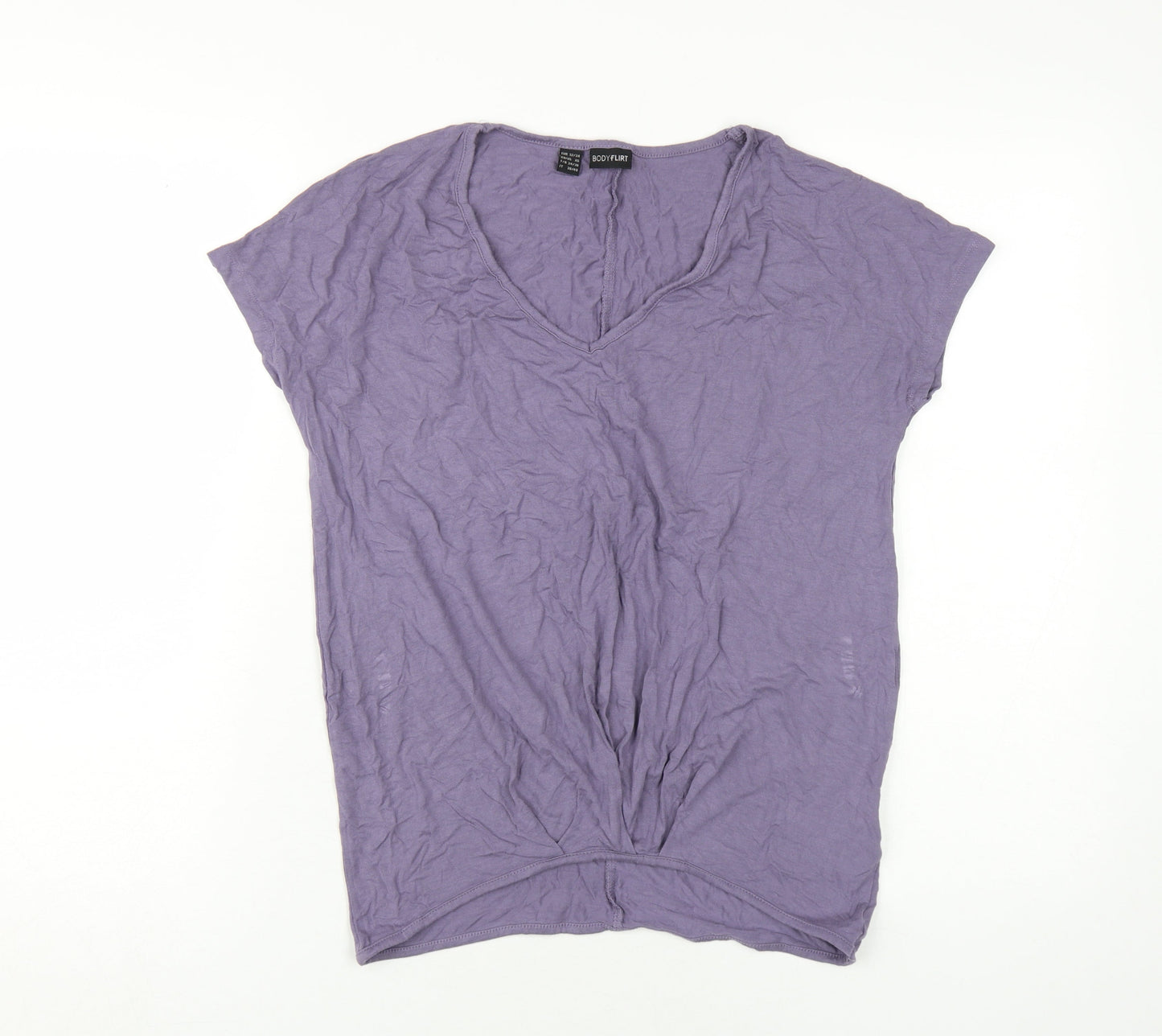 Body Flirt Women's Purple XS V-Neck Basic T-Shirt