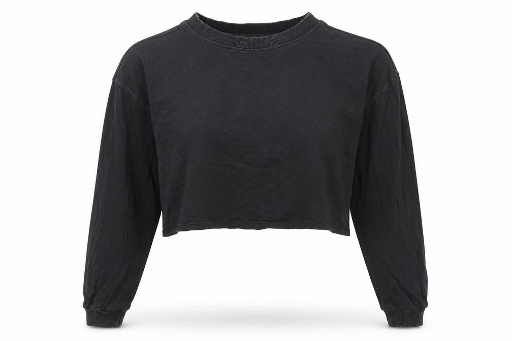 Zara Women's Black Cropped Jersey Top M