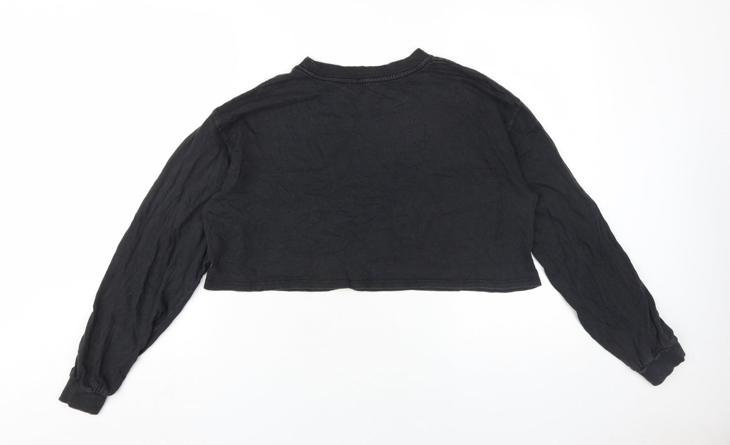 Zara Women's Black Cropped Jersey Top M