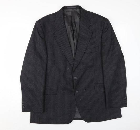 Label Men's Black Striped Blazer, Size 44S, Regular Fit