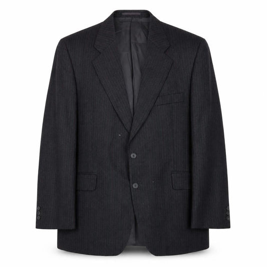 Label Men's Black Striped Blazer, Size 44S, Regular Fit