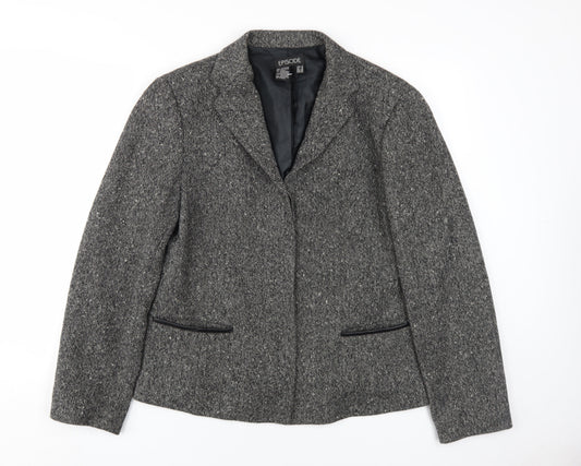 Episode Women's Grey Blazer, Size 16, Classic Herringbone