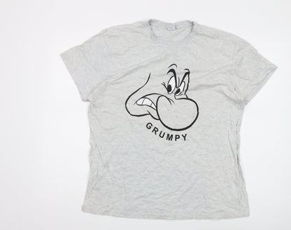 Preloved Disney Women's Grey Grumpy T-Shirt, Size L - Front