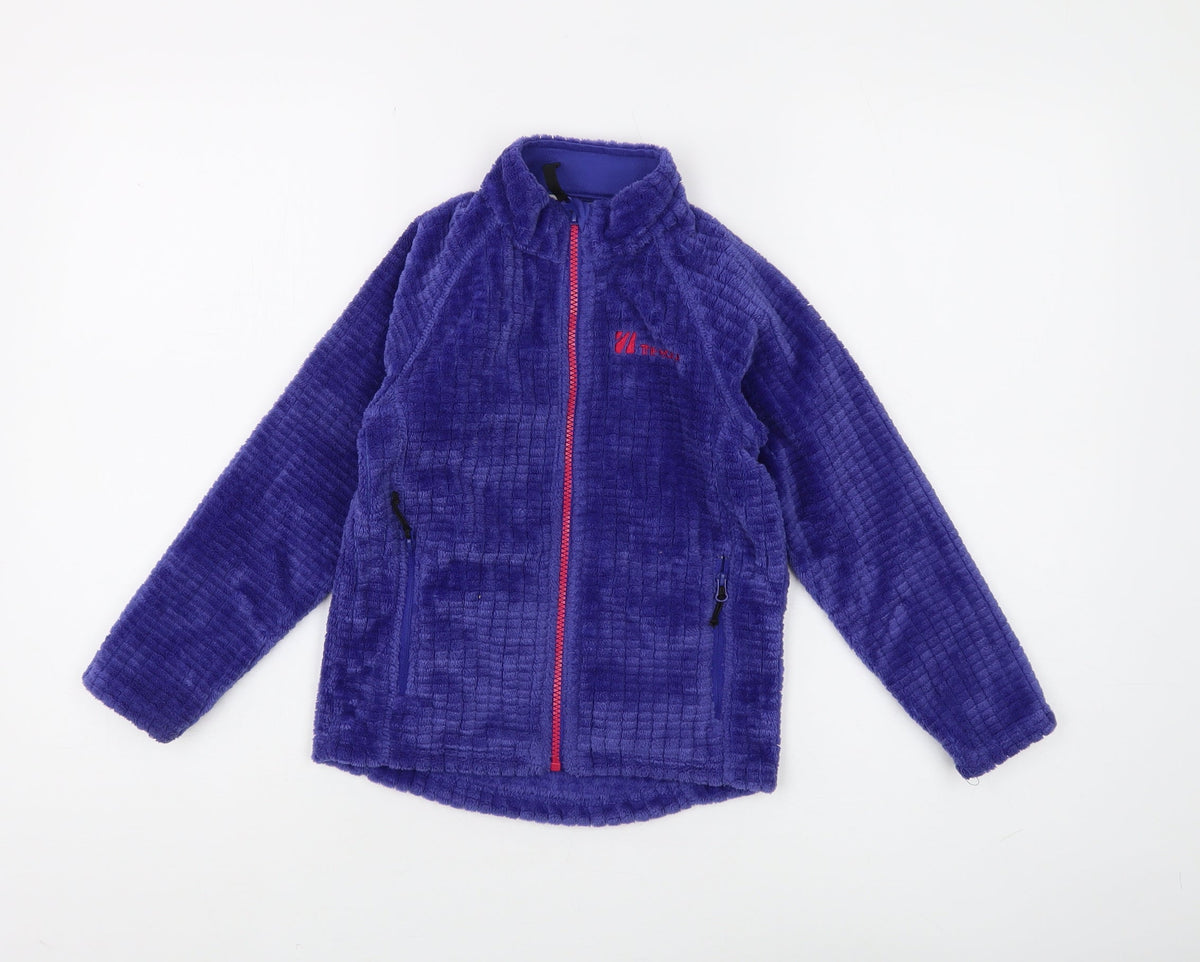 Additional front view of The Edge boys’ purple full zip sweatshirt, size 5-6, years
