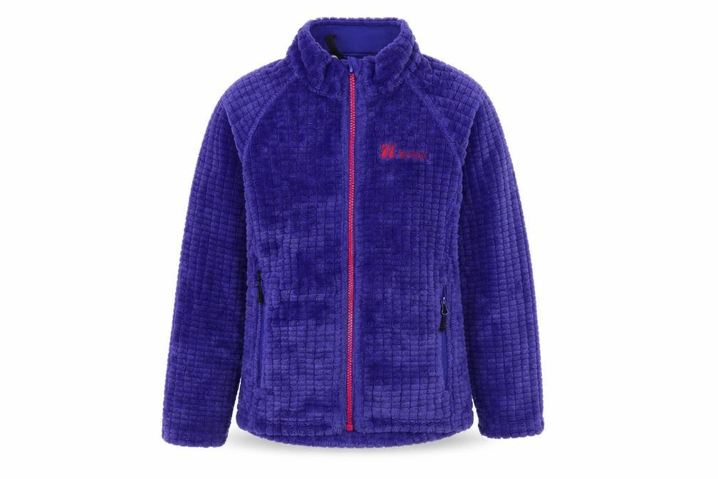Front view of The Edge boys’ purple full zip sweatshirt, size 5-6, years