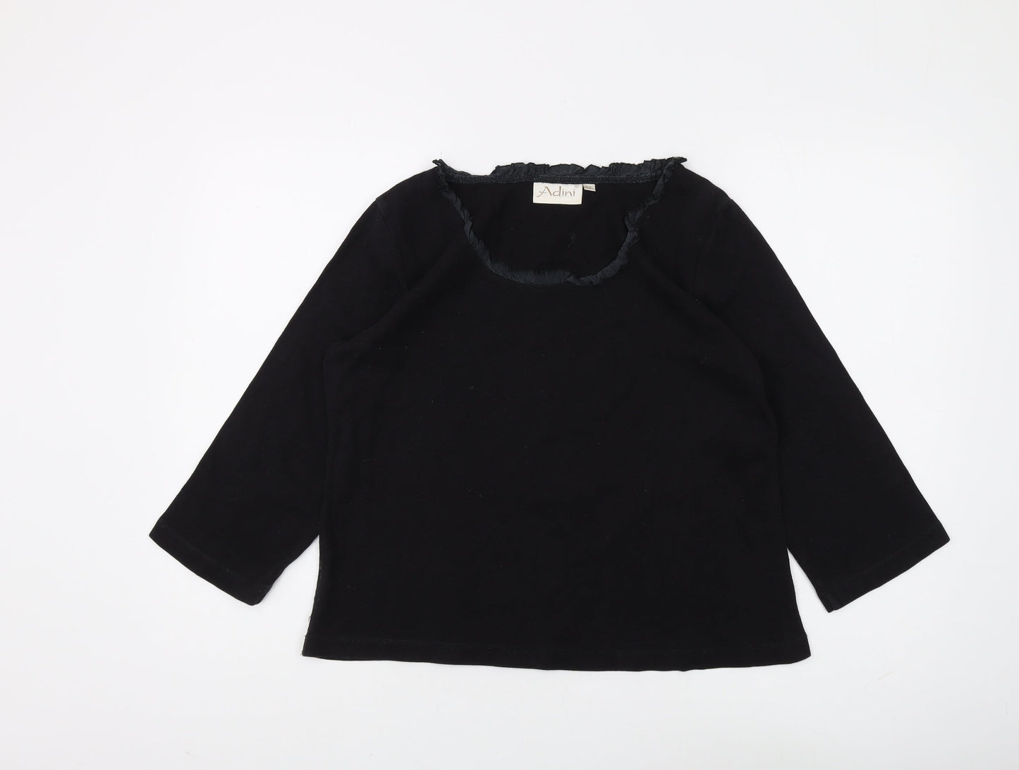 Adini Women's Black Cotton Blouse, Size L, Casual Wear