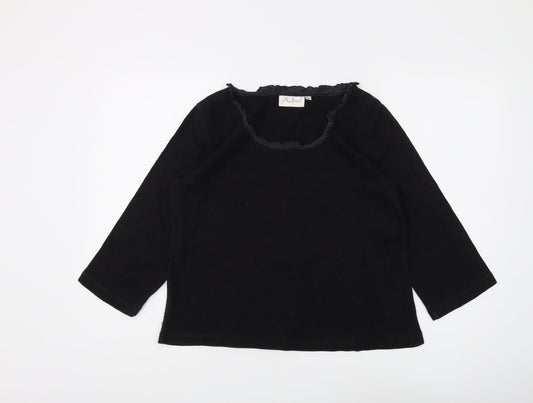 Adini Women's Black Cotton Blouse, Size L, Casual Wear