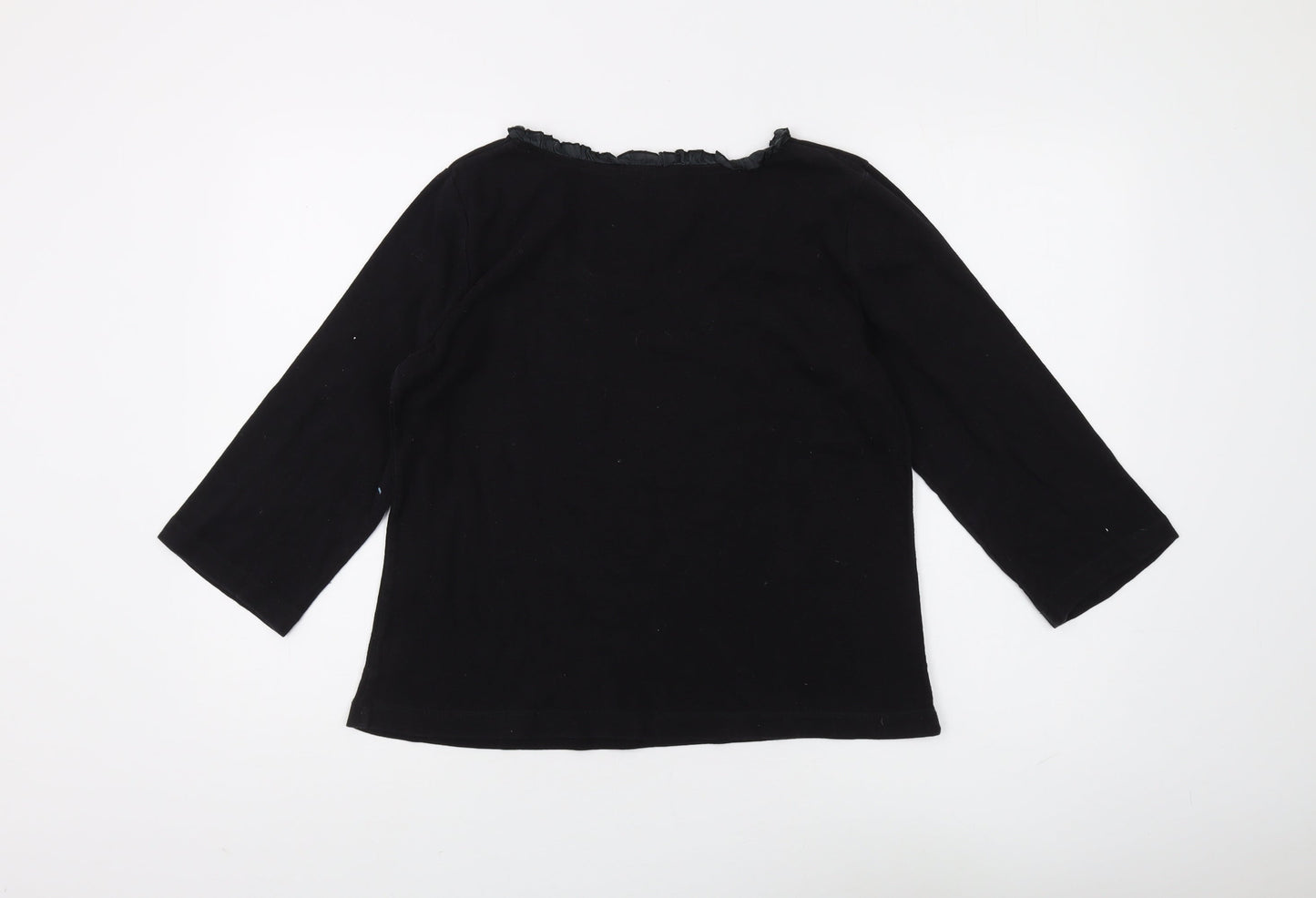 Adini Women's Black Cotton Blouse, Size L, Casual Wear
