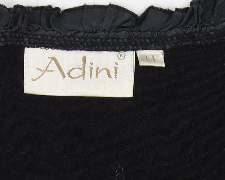 Adini Women's Black Cotton Blouse, Size L, Casual Wear