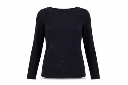 The White Company Women's Black Long Sleeve Basic T-Shirt