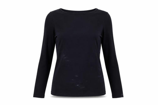 The White Company Women's Black Long Sleeve Basic T-Shirt