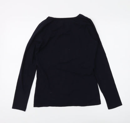 The White Company Women's Black Long Sleeve Basic T-Shirt