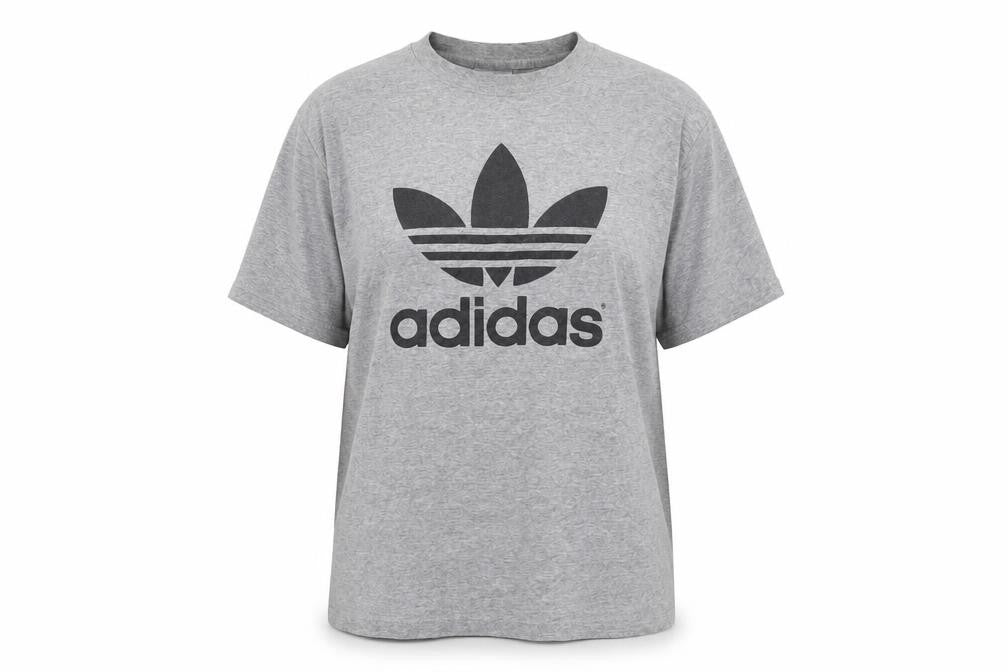Adidas Grey Cotton-Polyester Women's T-Shirt, Size L