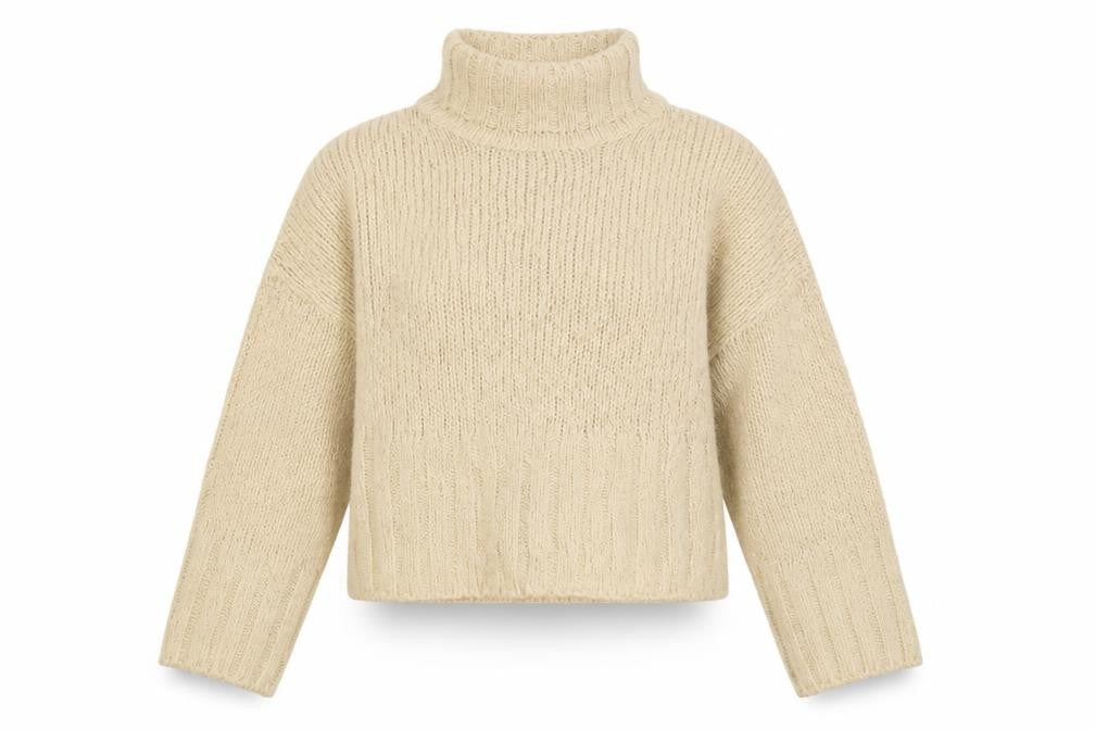 ASOS Women's Beige High Neck Chunky-Knit Pullover Jumper